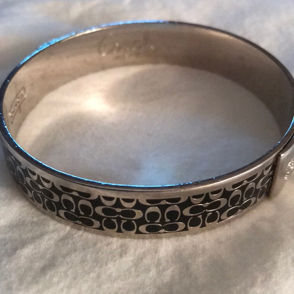 Coach silver and black bangle